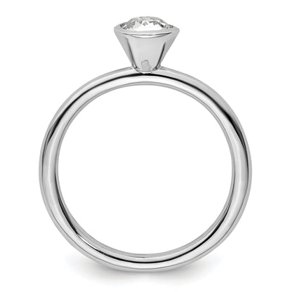 Sterlingsilber Stapelbar Expressions Hoch 5mm April Kristall Ring