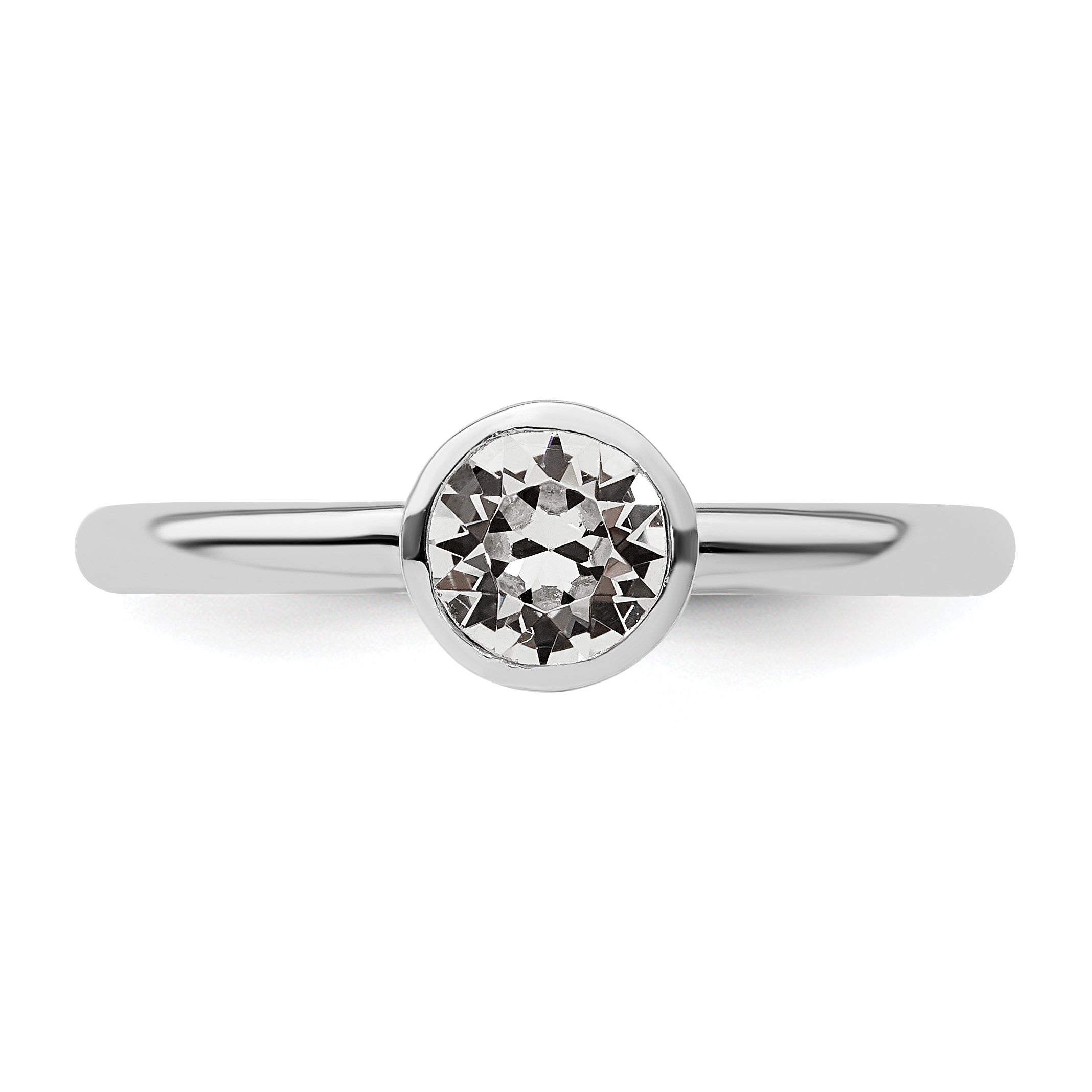 Sterlingsilber Stapelbar Expressions Hoch 5mm April Kristall Ring