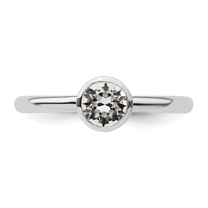 Sterlingsilber Stapelbar Expressions Hoch 5mm April Kristall Ring