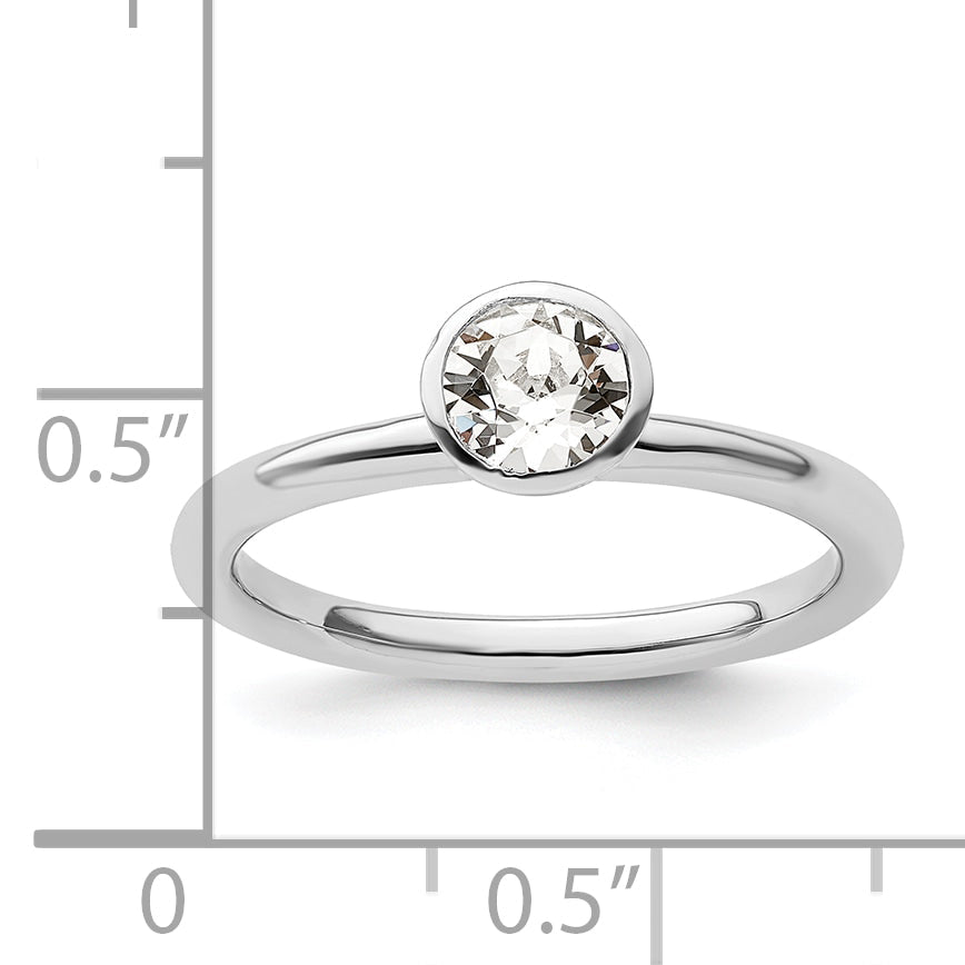 Sterlingsilber Stapelbar Expressions Hoch 5mm April Kristall Ring