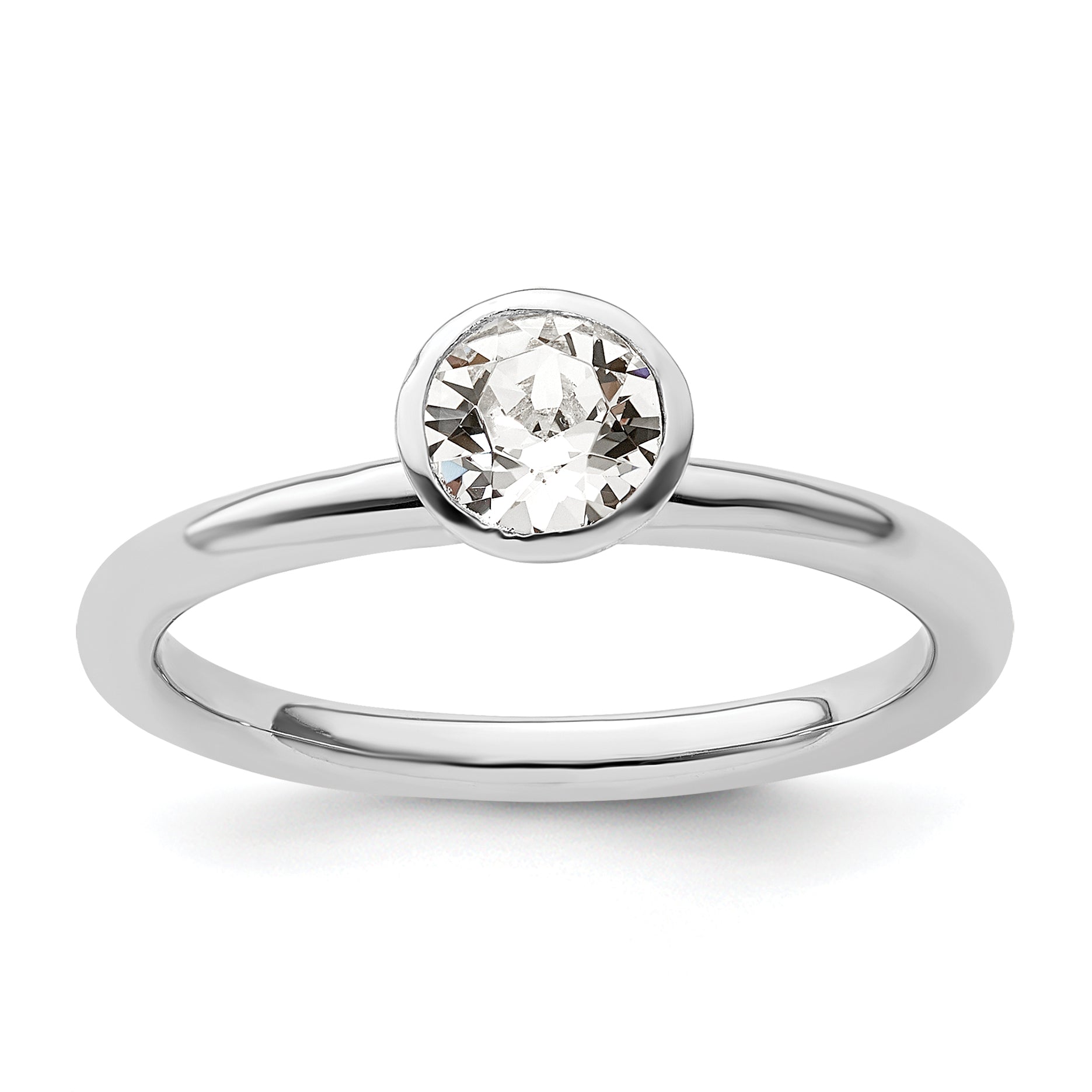 Sterlingsilber Stapelbar Expressions Hoch 5mm April Kristall Ring