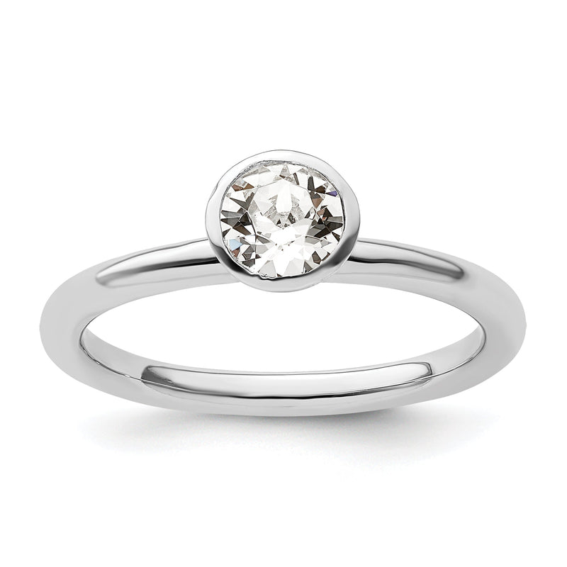 Sterlingsilber Stapelbar Expressions Hoch 5mm April Kristall Ring