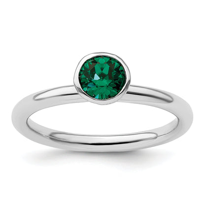 Sterlingsilber Stapelbar Expressions Hoch 5mm May Kristall Ring
