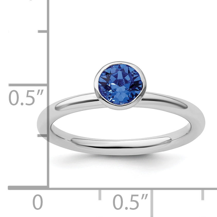Sterlingsilber Stapelbar Expressions Hoch 5mm September Kristall Ring