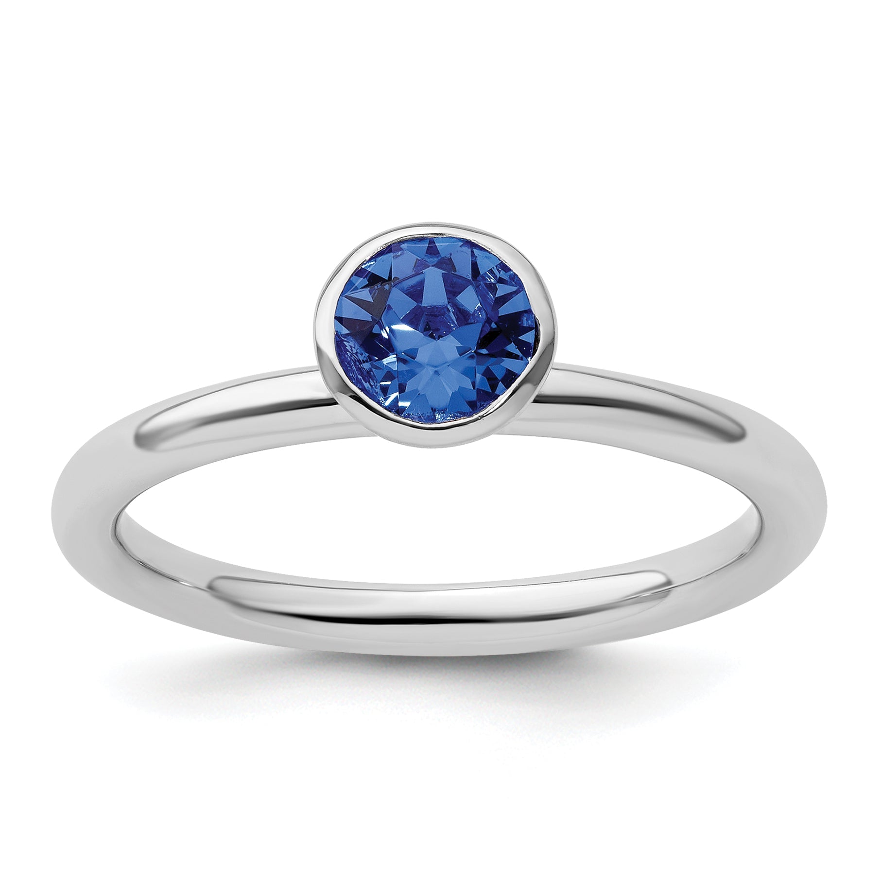 Sterlingsilber Stapelbar Expressions Hoch 5mm September Kristall Ring