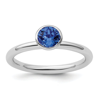 Sterlingsilber Stapelbar Expressions Hoch 5mm September Kristall Ring