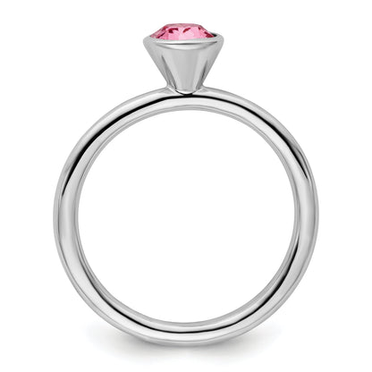 Sterlingsilber Stapelbar Expressions Hoch 5mm October Kristall Ring