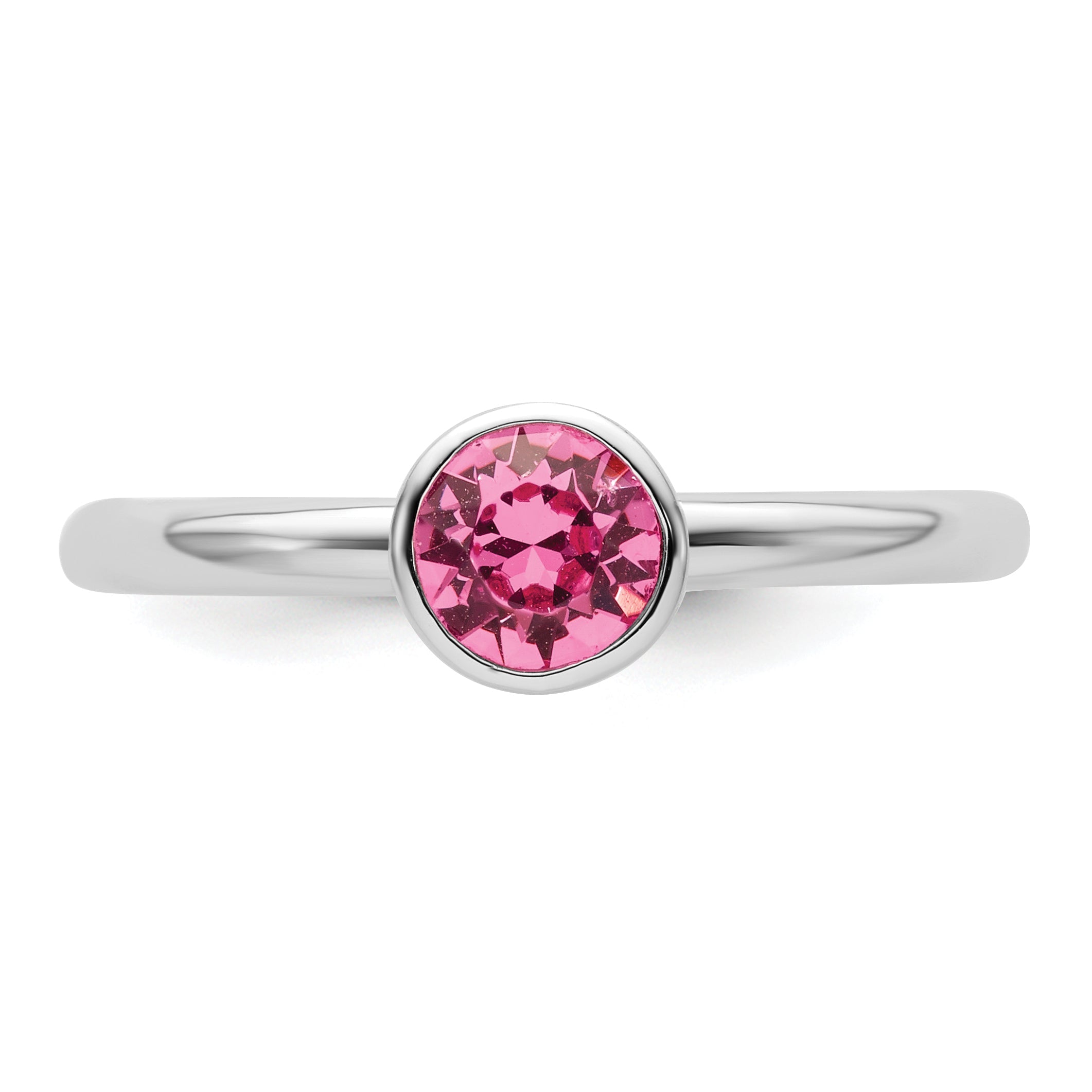Sterlingsilber Stapelbar Expressions Hoch 5mm October Kristall Ring
