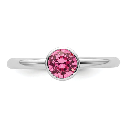 Sterlingsilber Stapelbar Expressions Hoch 5mm October Kristall Ring