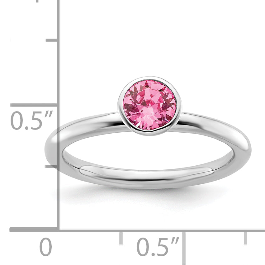 Sterlingsilber Stapelbar Expressions Hoch 5mm October Kristall Ring