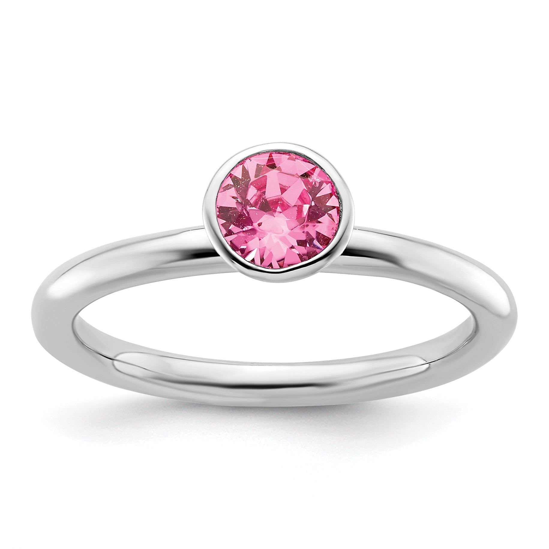 Sterlingsilber Stapelbar Expressions Hoch 5mm October Kristall Ring