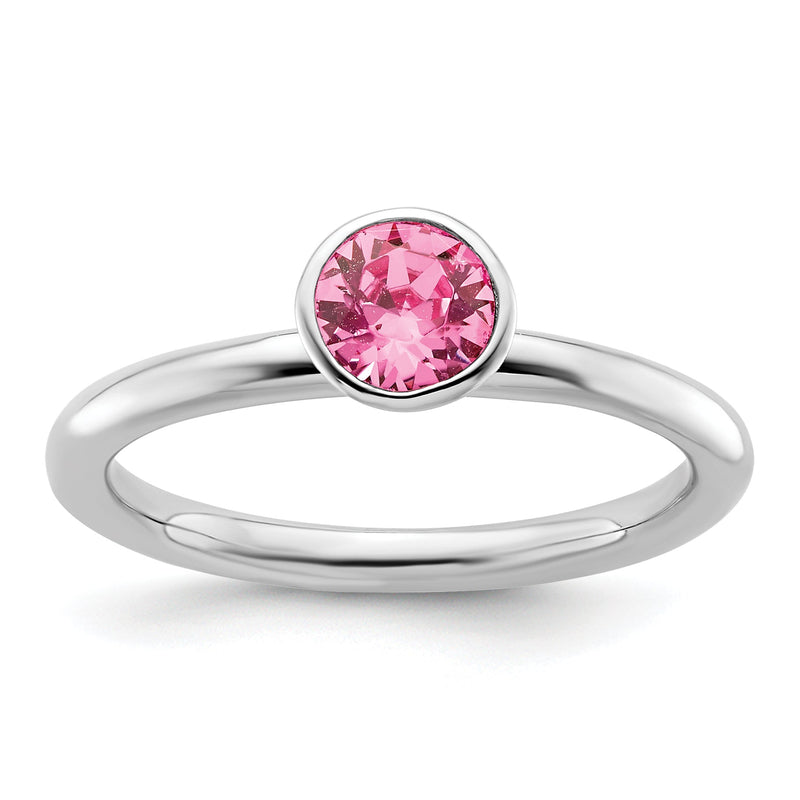 Sterlingsilber Stapelbar Expressions Hoch 5mm October Kristall Ring