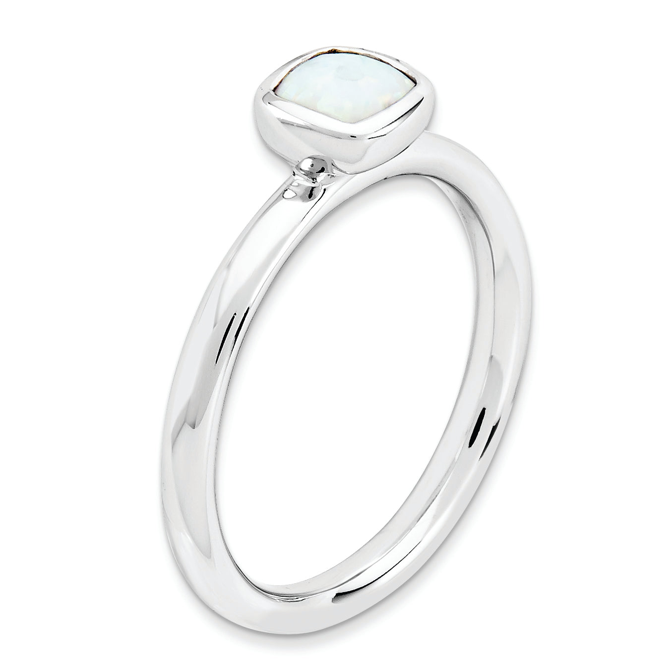 Sterlingsilber Stapelbar Expressions Kissen Schliff Erzeugt Opal Ring