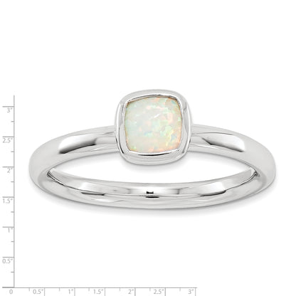 Sterlingsilber Stapelbar Expressions Kissen Schliff Erzeugt Opal Ring