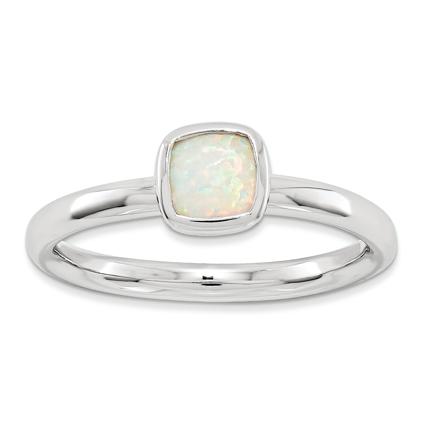 Sterlingsilber Stapelbar Expressions Kissen Schliff Erzeugt Opal Ring