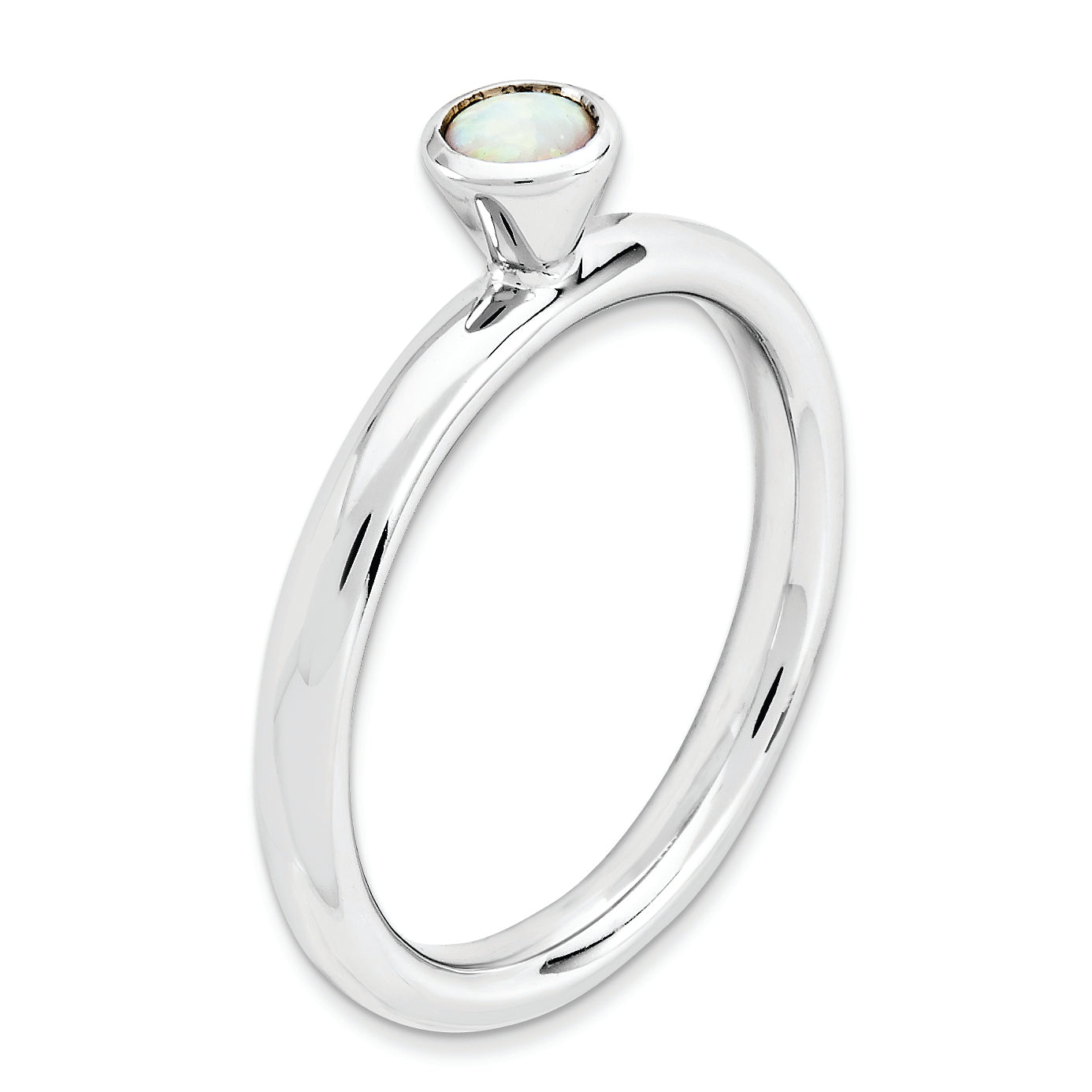 Sterlingsilber Stapelbar Expressions Hoch 4mm Rd. Erzeugt Opal Ring