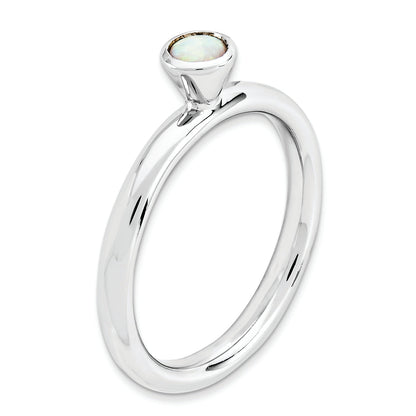 Sterlingsilber Stapelbar Expressions Hoch 4mm Rd. Erzeugt Opal Ring