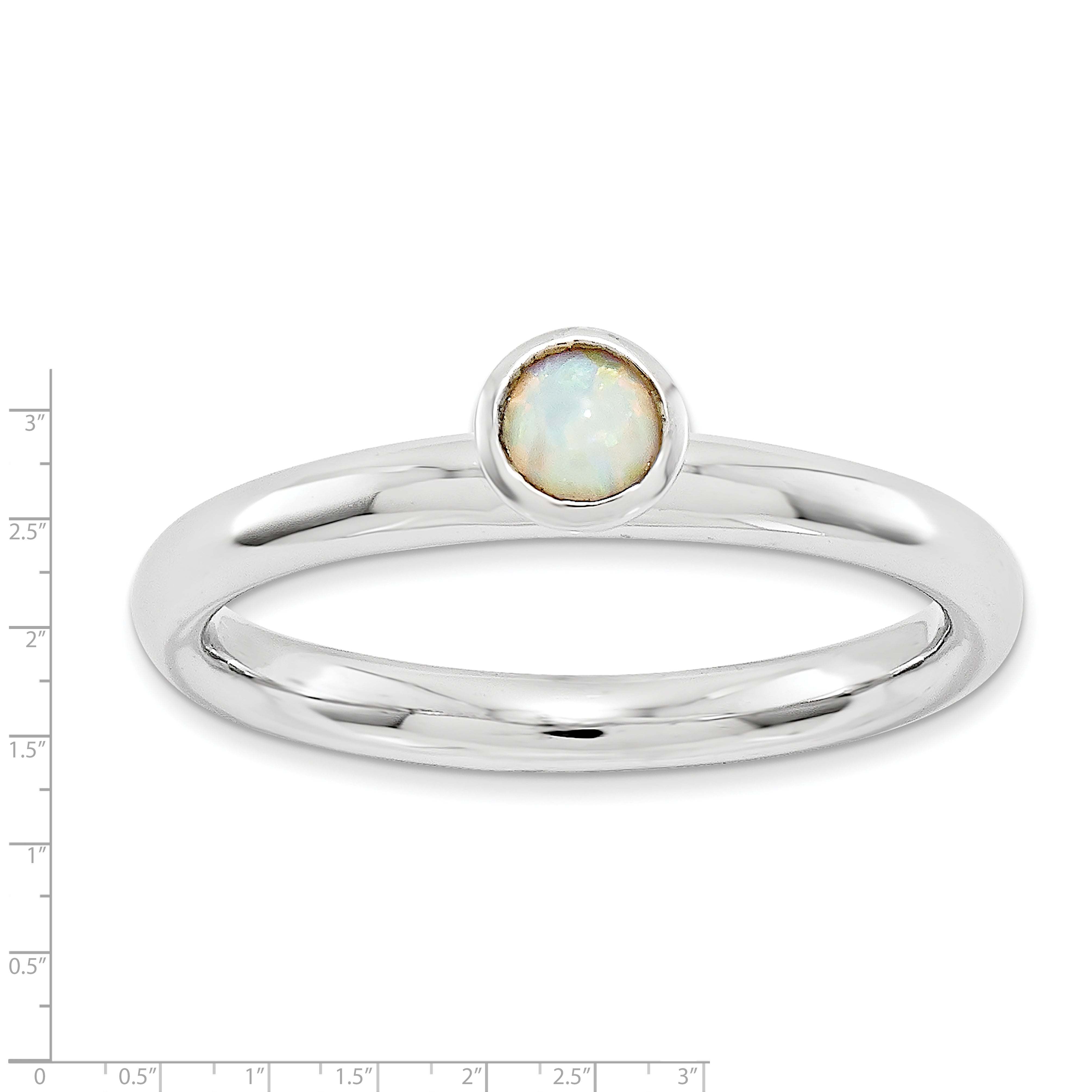 Sterlingsilber Stapelbar Expressions Hoch 4mm Rd. Erzeugt Opal Ring