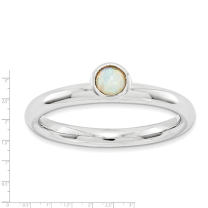 Sterlingsilber Stapelbar Expressions Hoch 4mm Rd. Erzeugt Opal Ring