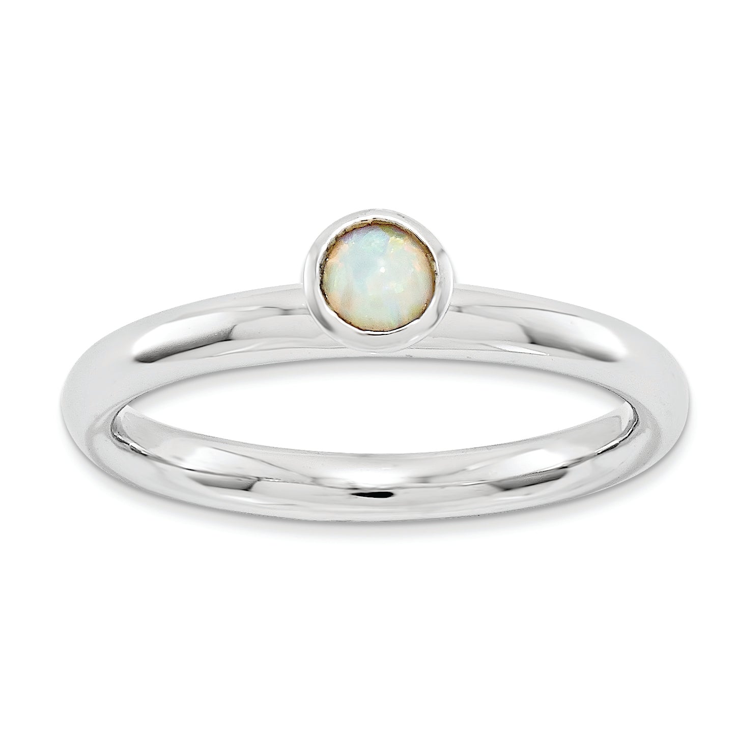 Sterlingsilber Stapelbar Expressions Hoch 4mm Rd. Erzeugt Opal Ring