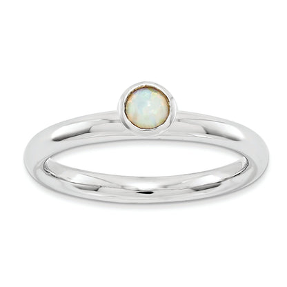 Sterlingsilber Stapelbar Expressions Hoch 4mm Rd. Erzeugt Opal Ring