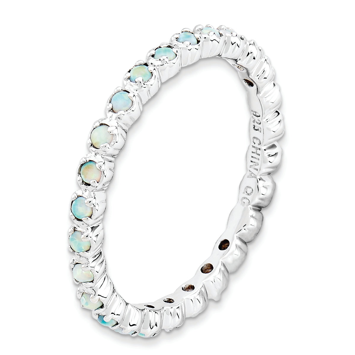 Sterlingsilber Stapelbar Expressions Erzeugt Opal Ring