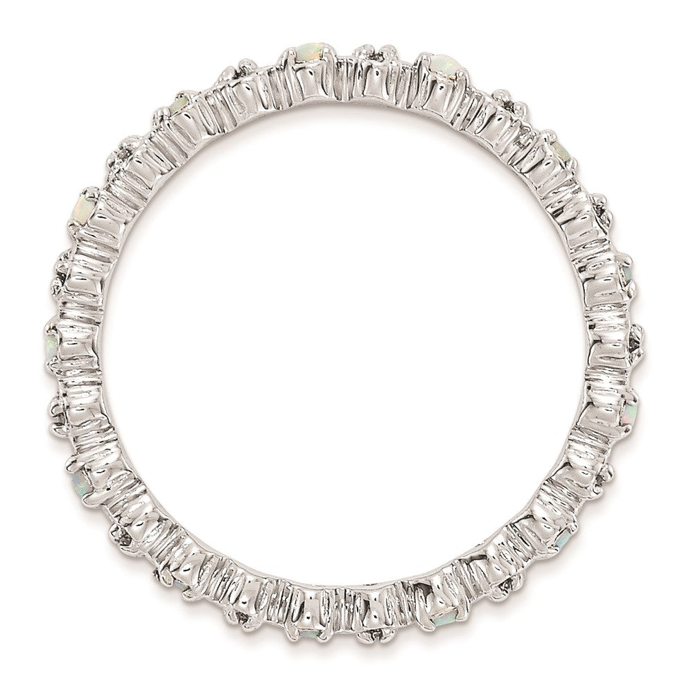 Sterlingsilber Stapelbar Expressions Erzeugt Opal & Diamant Ring