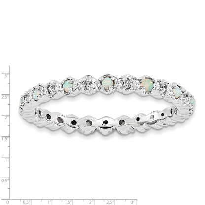 Sterlingsilber Stapelbar Expressions Erzeugt Opal & Diamant Ring