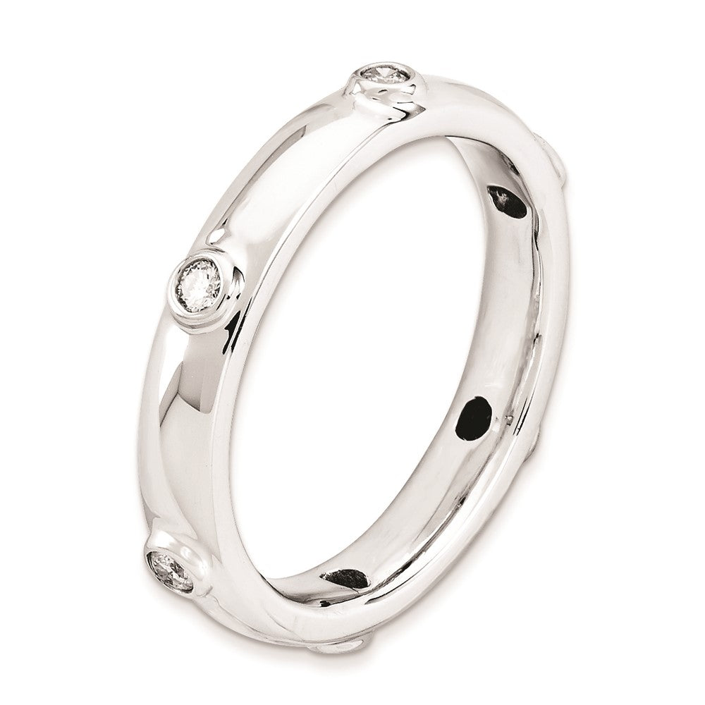 Sterlingsilber Stapelbar Expressions Poliert Diamant Ring (size 8 Nur)