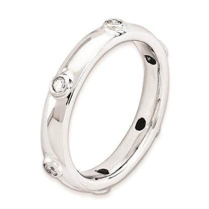 Sterlingsilber Stapelbar Expressions Poliert Diamant Ring (size 8 Nur)