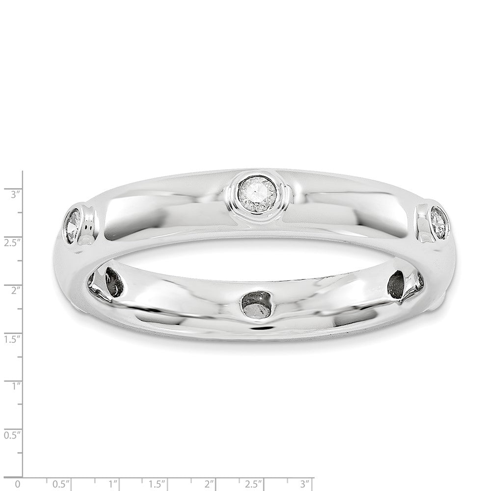 Sterlingsilber Stapelbar Expressions Poliert Diamant Ring (size 8 Nur)