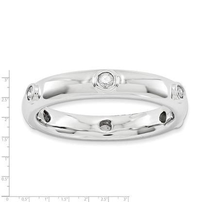 Sterlingsilber Stapelbar Expressions Poliert Diamant Ring (size 8 Nur)