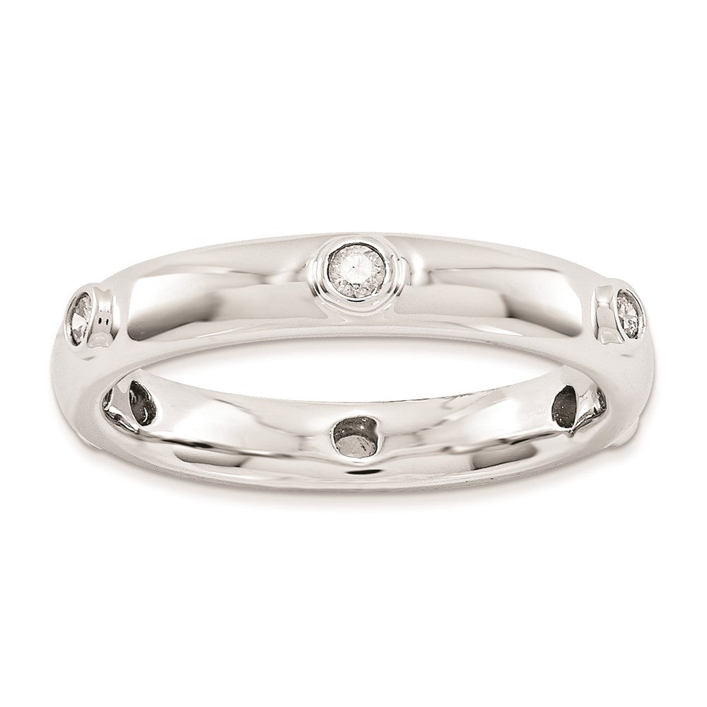 Sterlingsilber Stapelbar Expressions Poliert Diamant Ring (size 8 Nur)