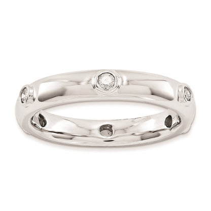 Sterlingsilber Stapelbar Expressions Poliert Diamant Ring (size 8 Nur)