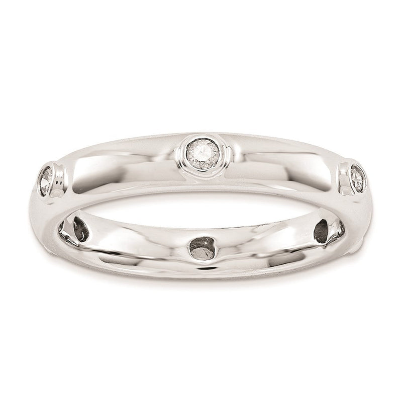Sterlingsilber Stapelbar Expressions Poliert Diamant Ring (size 8 Nur)