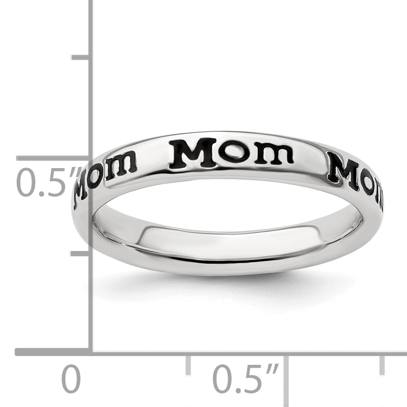 Sterlingsilber Stapelbar Expressions Poliert Emailliert Mama Ring