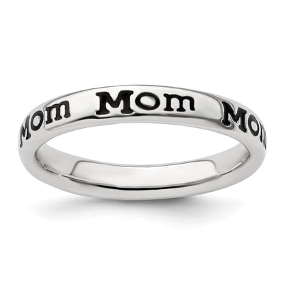 Sterlingsilber Stapelbar Expressions Poliert Emailliert Mama Ring