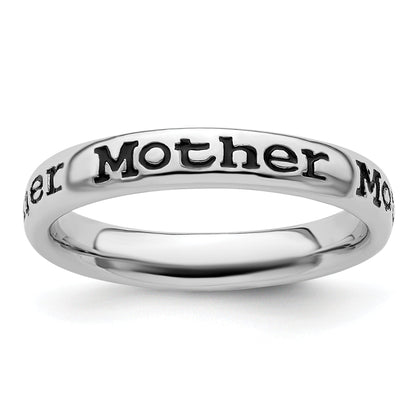 Sterlingsilber Stapelbar Expressions Poliert Emailliert Mutter Ring