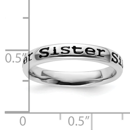 Sterlingsilber Stapelbar Expressions Poliert Emailliert Schwester Ring