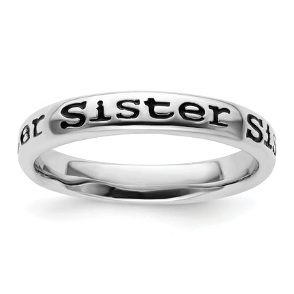 Sterlingsilber Stapelbar Expressions Poliert Emailliert Schwester Ring