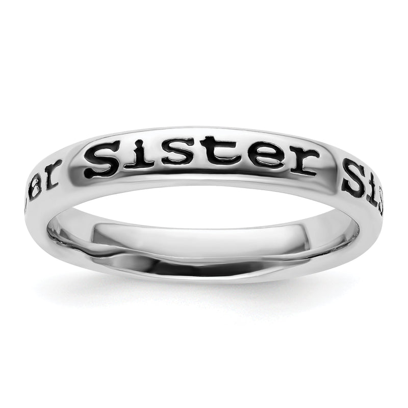 Sterlingsilber Stapelbar Expressions Poliert Emailliert Schwester Ring