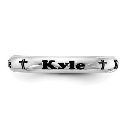 Sterlingsilber Rhodiniert Plt Stapelbar Expressions Personalisiert mit Kreuz Ring