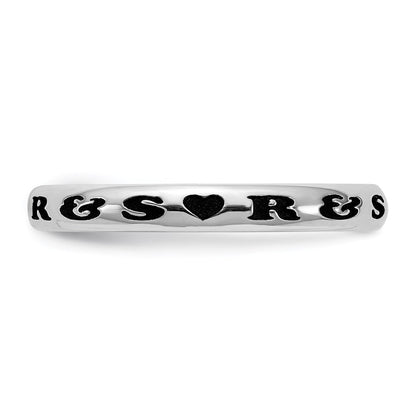 Sterlingsilber Rhodiniert Plt Stapelbar Expressions Personalisiert mit Herz Ring