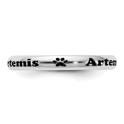 Sterlingsilber Ss Rhodiniert Plt Stapelbar Expressions Personalisiert mit Paw Druck Ring
