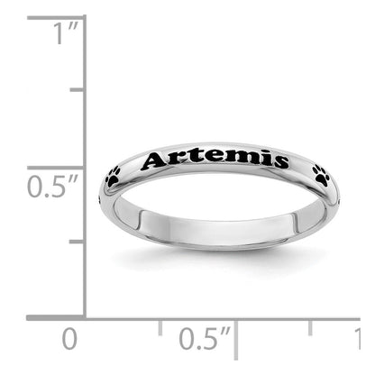 Sterlingsilber Ss Rhodiniert Plt Stapelbar Expressions Personalisiert mit Paw Druck Ring