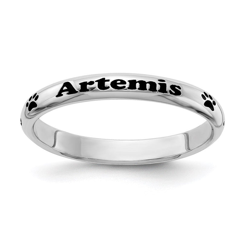Sterlingsilber Ss Rhodiniert Plt Stapelbar Expressions Personalisiert mit Paw Druck Ring