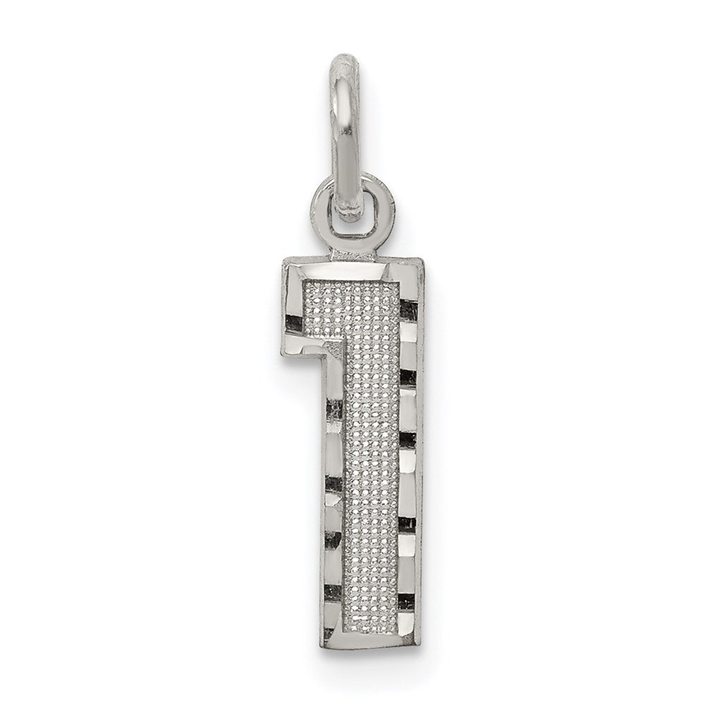 Sterlingsilber Rhodiniert Diamantiert #1 Charm