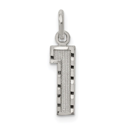 Sterlingsilber Rhodiniert Diamantiert #1 Charm