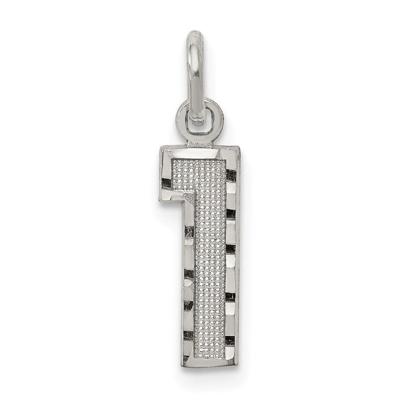 Sterlingsilber Rhodiniert Diamantiert #1 Charm