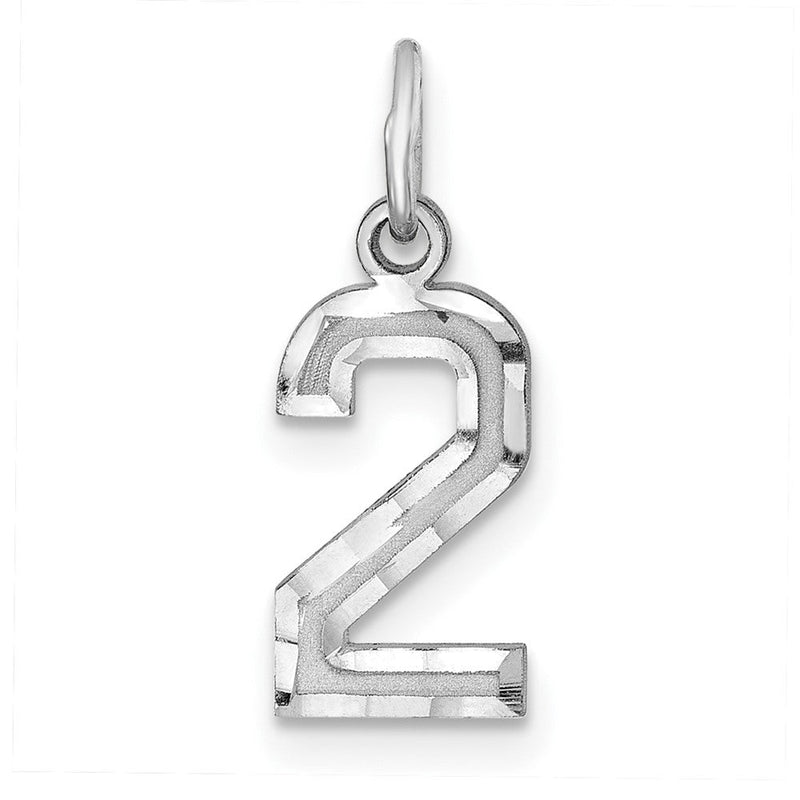 Sterlingsilber Rhodiniert Diamantiert #2 Charm